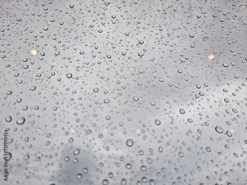 Close-up of water droplets forming on the window.