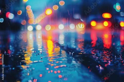 City Street View Through Rain Covered Window © LivroomStudio