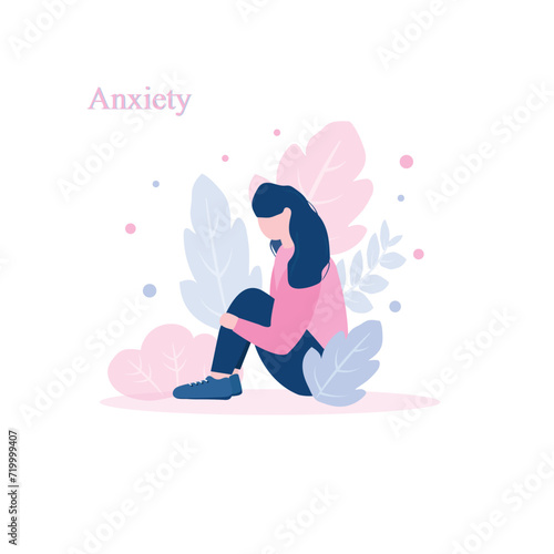 Flat illustration of anxiety: Branching thoughts in vector style, visually depicting feelings of unease