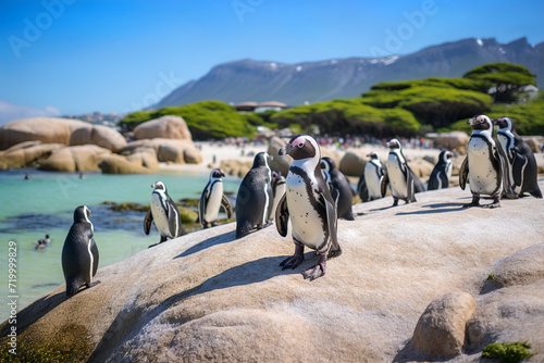 African Penguins on Boulders Beach, Cape Town, South Africa