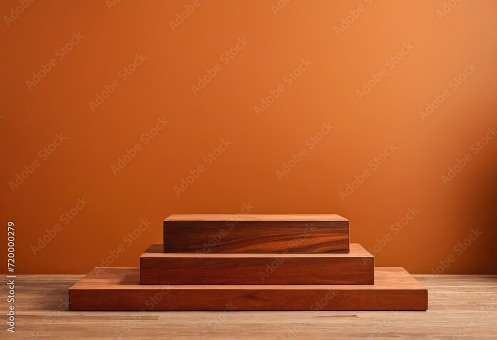 Brown orange background with catwalk for cosmetics Brown orange background with catwalk for cosmetics