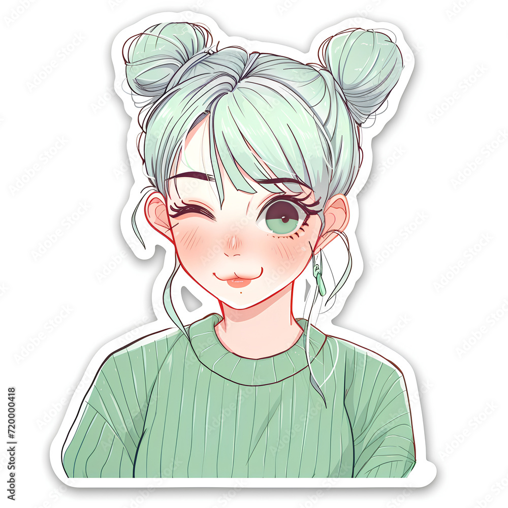 girl sticker with expression