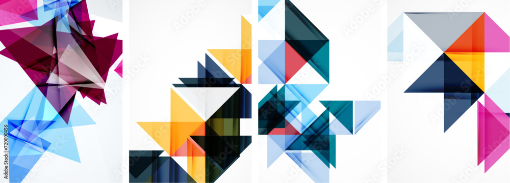 Triangle poster geometric background set Triangle poster geometric background set