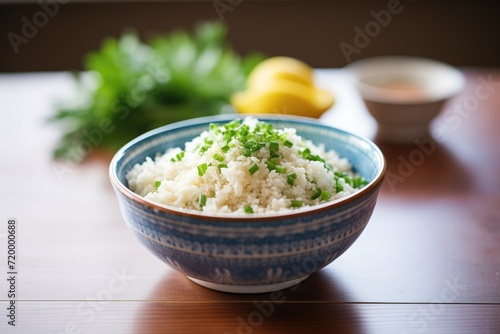 lowcarb cauliflower rice in a ceramic bowl