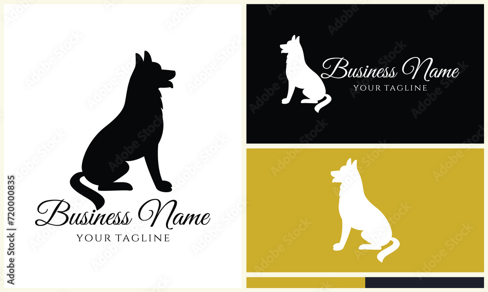 silhouette dog dachshund logo template