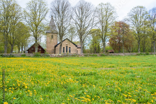 Old country church at springtime