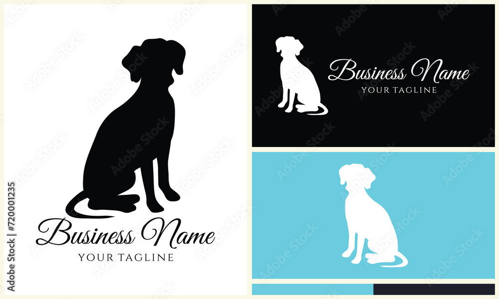 silhouette dog dachshund logo template