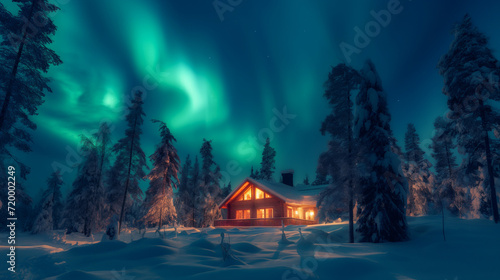 Enchanted Evening: Finland's Northern Lights & Snowy Sanctuary © shusheng