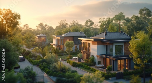 Wallpaper Mural residential neighborhood at sunset Torontodigital.ca