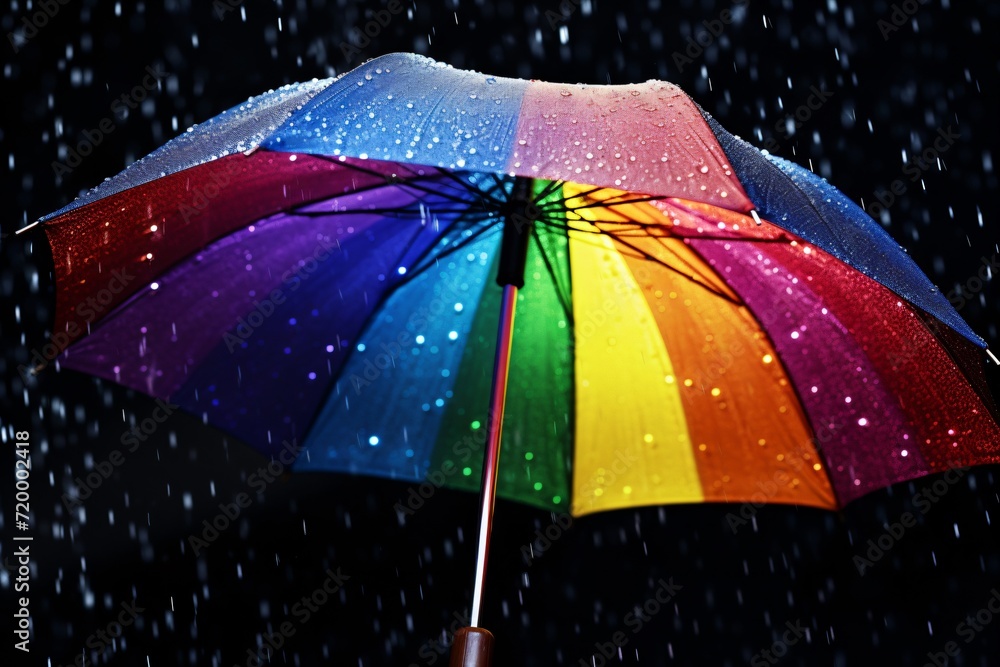colorful rainbow umbrella and rain