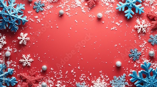 minimalist vivid advertisment background with snowflakes and copy space