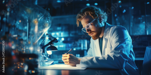 Biologist Examining Specimens in Advanced Research Facility