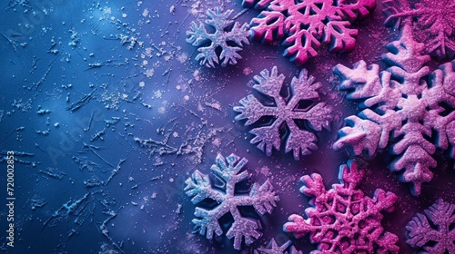 minimalist vivid advertisment background with snowflakes and copy space