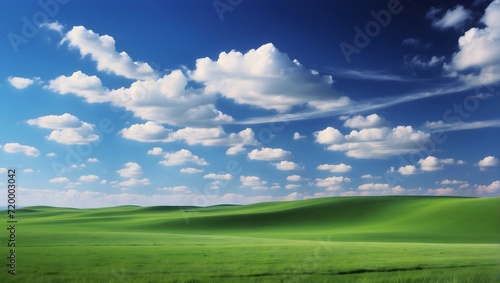 green plain with blue sky