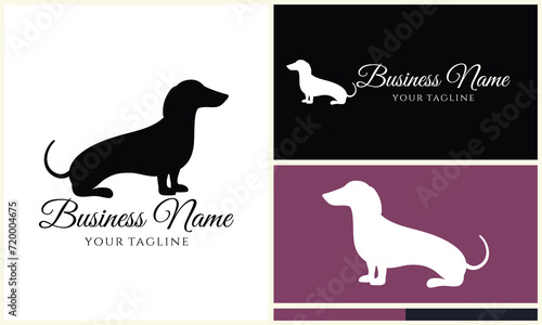 silhouette dog dachshund logo template