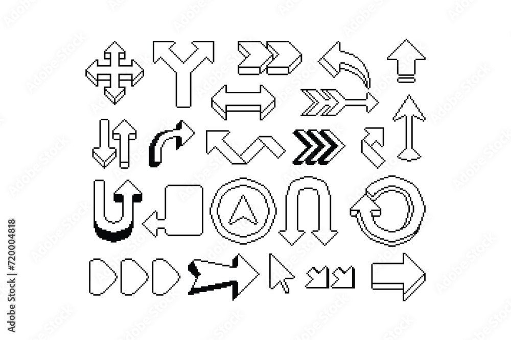 Retro Pixel Arrow Icon Set Retro Pixel Arrow Icon Set