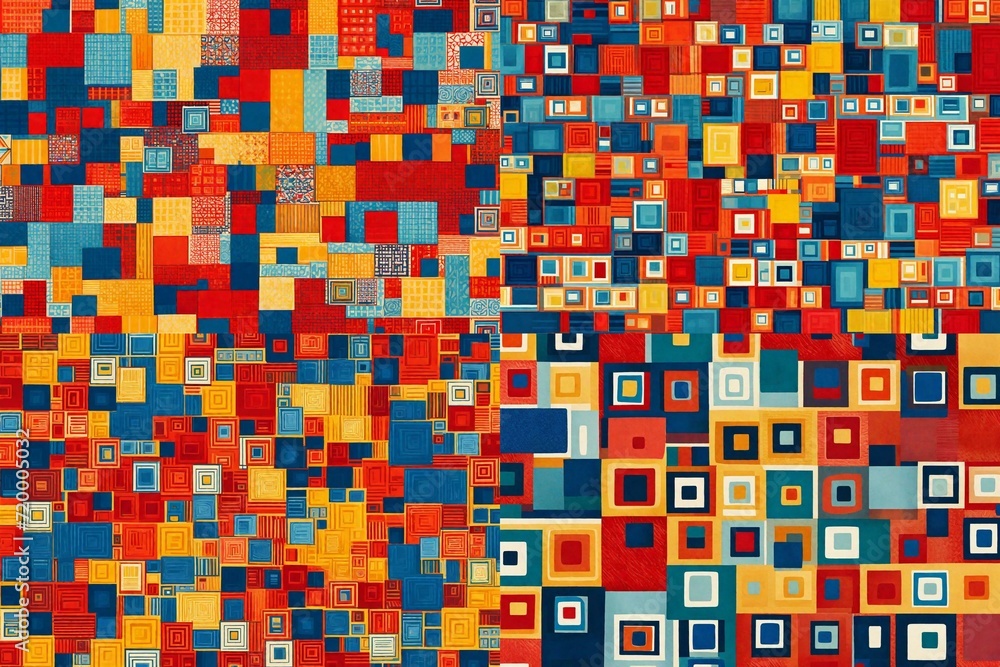 Square Pattern Around Center A dance of squares takes center stage, creating a retro-style print ...