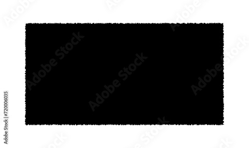 Torn paper pieces. Black grunge jagged rectangle frame. Vector torn paper sheet for sticker, collage, banner. Ripped shapes silhouette isolated on white background