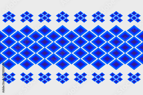 Seamless of Blue Geometric Diamond Ethnic Pattern - Modern Folk Art Inspired Seamless Ornament. 