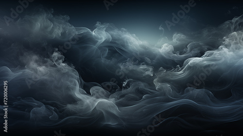 Dynamic swirls of smoke are captured in an abstract pattern, flowing gracefully over a dark backdrop. 