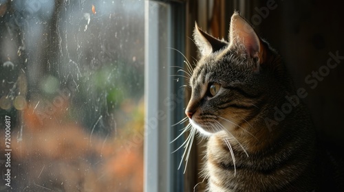 Cat Watching Outside, sit at window