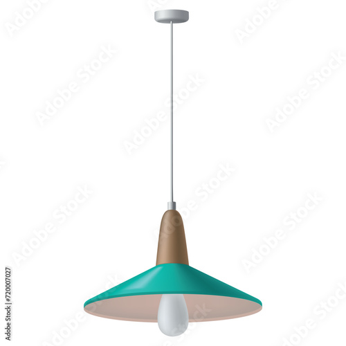 Ceiling lamp hanging green beige lampshade for interior electric illumination realistic vector