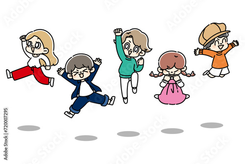 元気にジャンプする子供たち