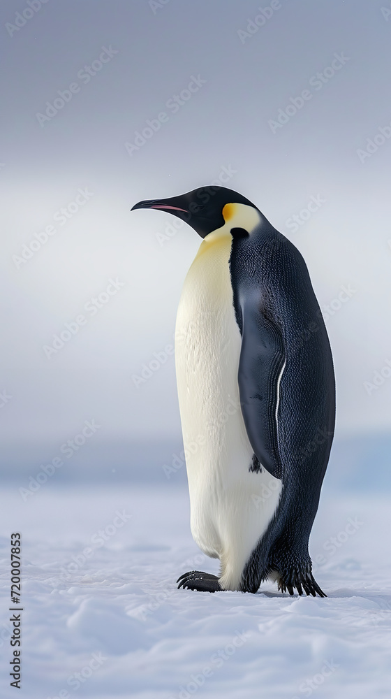 Fototapeta premium Emperor penguin, highly professional photo, style of nature magazine, nature background,