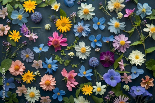 spring flowers on the wall, wallpaper, background