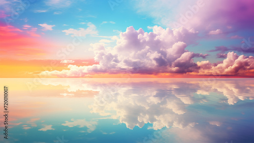 multicolor sky with fluffy cloud landscape background © Jrprr