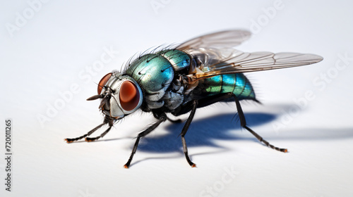 A macro shot of fly on a white background © Ghazanfar