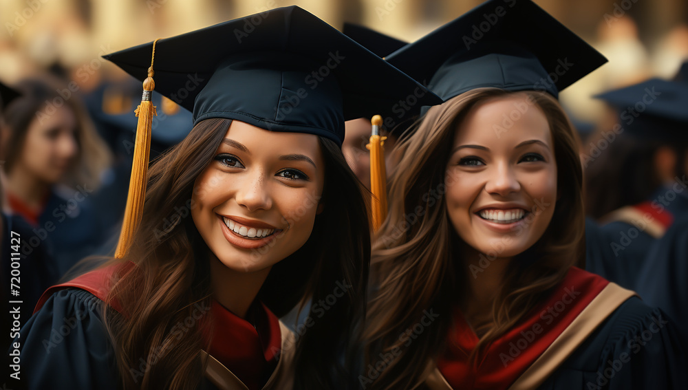 education, graduation and people concept - group of smiling students in mortarboard and bachelor gowns. happy graduate girl in cap and gown with diploma at graduation ceremony outdoors. happy students education, graduation and people concept - group of smiling students in mortarboard and bachelor gowns. happy graduate girl in cap and gown with diploma at graduation ceremony outdoors. happy students