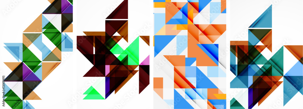 Set of colorful triangle poster cover template backgrounds. Vector illustration For Wallpaper, Banner, Background, Card, Book Illustration, landing page Set of colorful triangle poster cover template backgrounds. Vector illustration For Wallpaper, Banner, Background, Card, Book Illustration, landing page