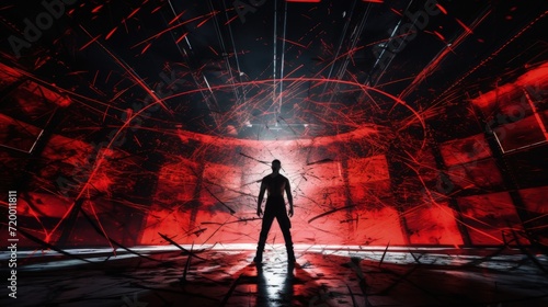 The Contender's Silhouette: A Moment of Anticipation in the Fight Cage