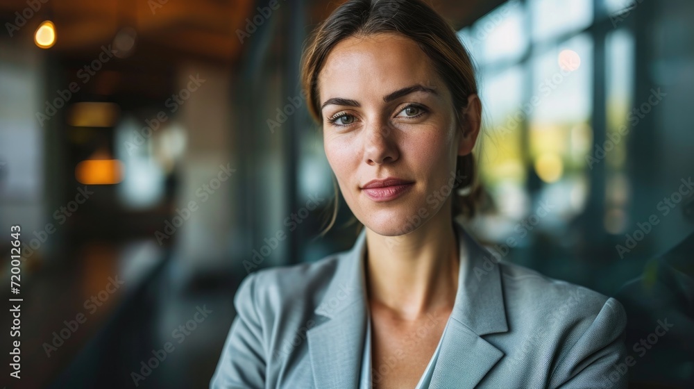 Businesswoman posing with confidence in office Businesswoman posing with confidence in office