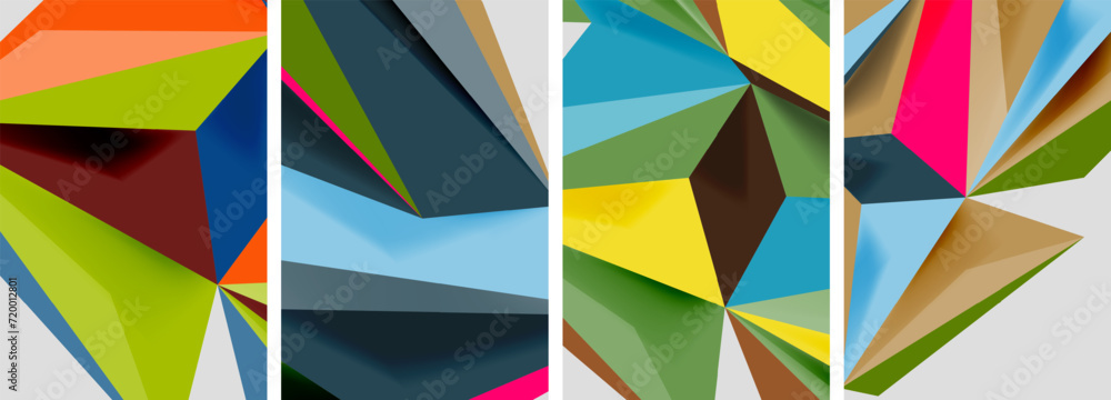 Set of mosaic triangle pattern abstract posters. Vector illustration For Wallpaper, Banner, Background, Card, Book Illustration, landing page Set of mosaic triangle pattern abstract posters. Vector illustration For Wallpaper, Banner, Background, Card, Book Illustration, landing page