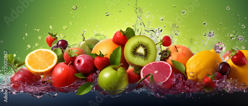 Fruit and vegetables in water being washed before becoming healthy food