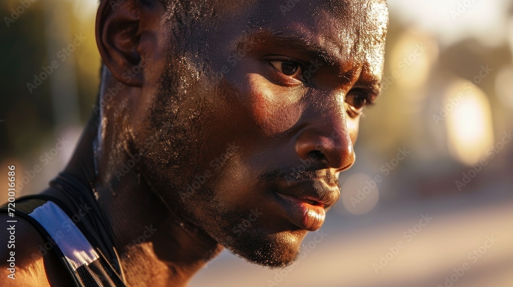 Marathon runner Portrait, closed up face Marathon runner Portrait, closed up face