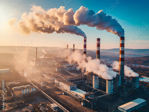 Environmental smoke pollution from chimneys of an industrial plant