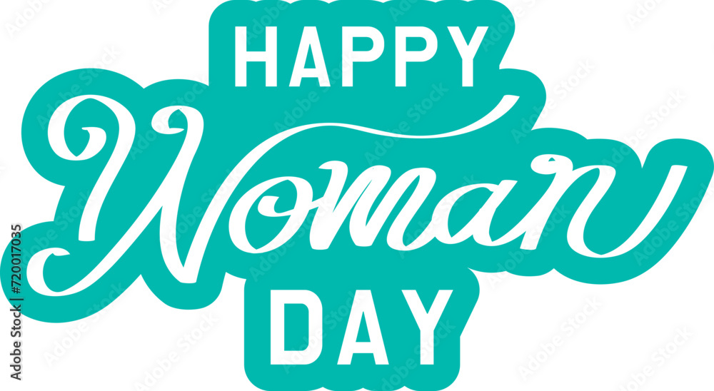 Obraz premium Handwritten brush lettering of Happy Womanday , Typography design, calligraphy illustration