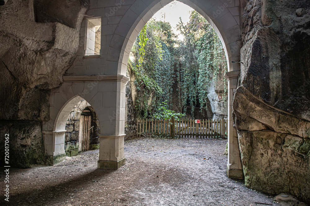 Fototapeta premium medieval French troglodyte cave,, gothic architecture