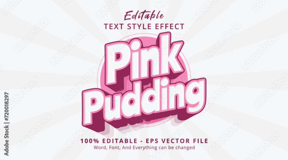 Editable text effect Pink pudding 3d cartoon style
