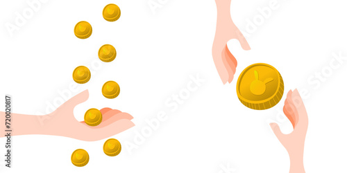 Cash flow and transfer of funds rendered in a vector in a cartoon style. Business illustrations for your projects