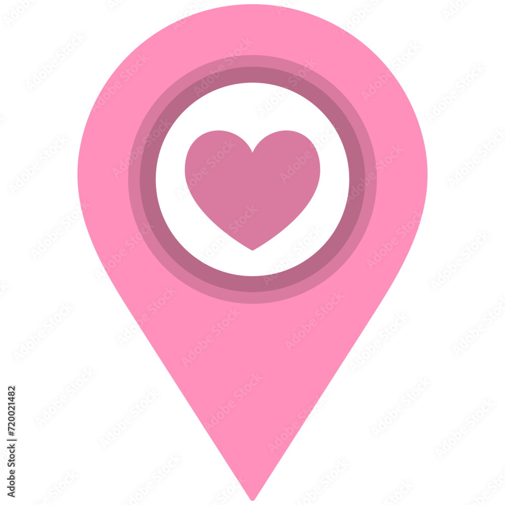 Map pointer with heart icon isolated on white background. Map pointer with heart icon isolated on white background.