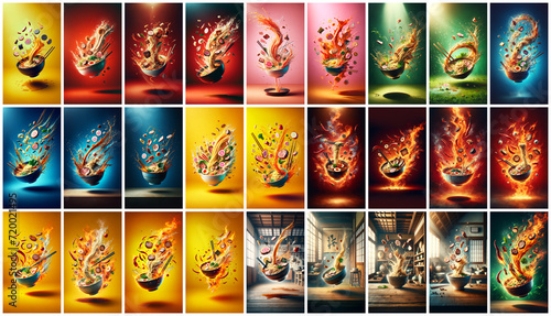 Mega collection of 27 social media story background ramen. used for japanese restaurant advertising