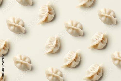 Dumplings overhead view pattern background.