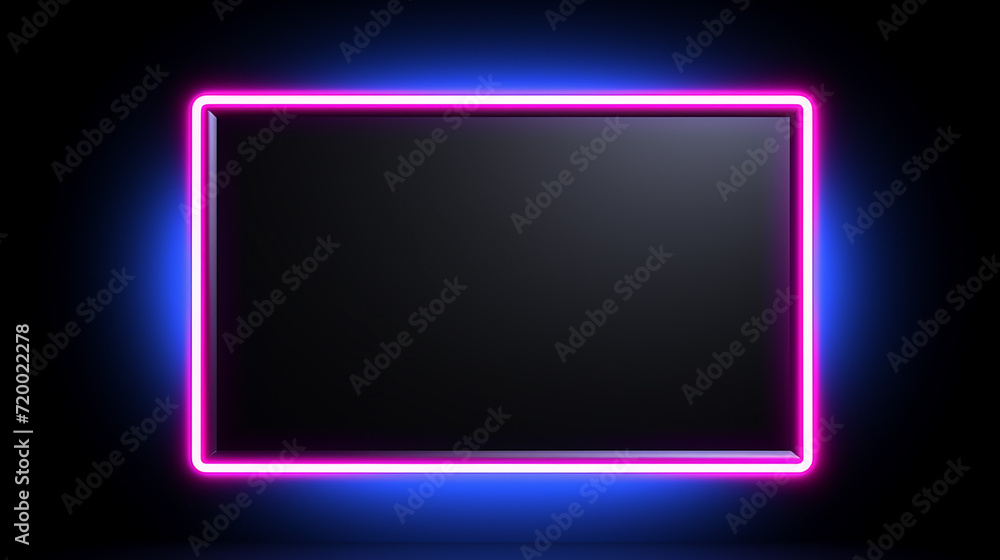 abstract black background with blank neon square blank frame simple geometric shape abstract black background with blank neon square blank frame simple geometric shape
