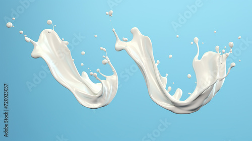 set of diary cream or milk splashes. 3d illustration. 