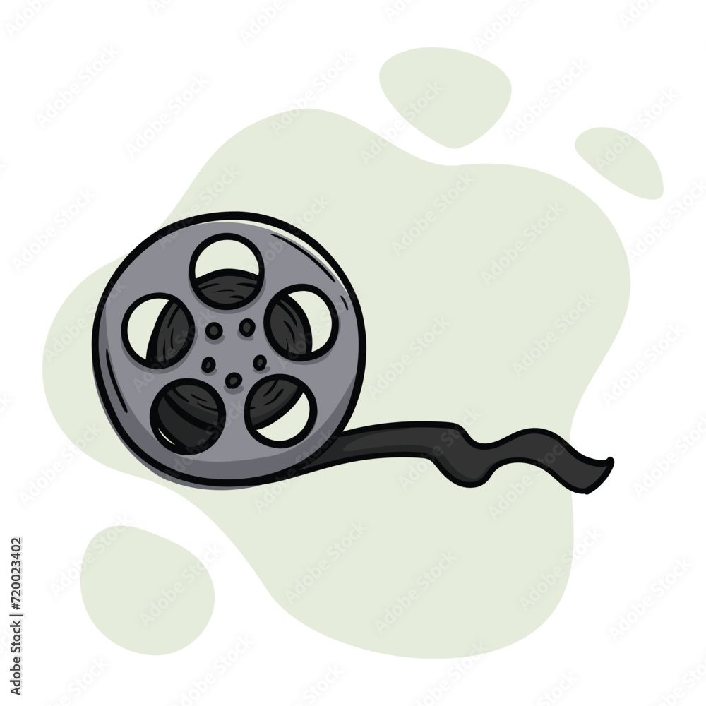 Hand drawn icon of round film reel Hand drawn icon of round film reel