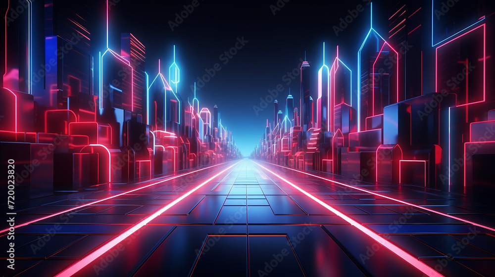 abstract concept of the urban street at night. 3d render 